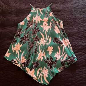 Worthington Sleeveless Floral Green Top